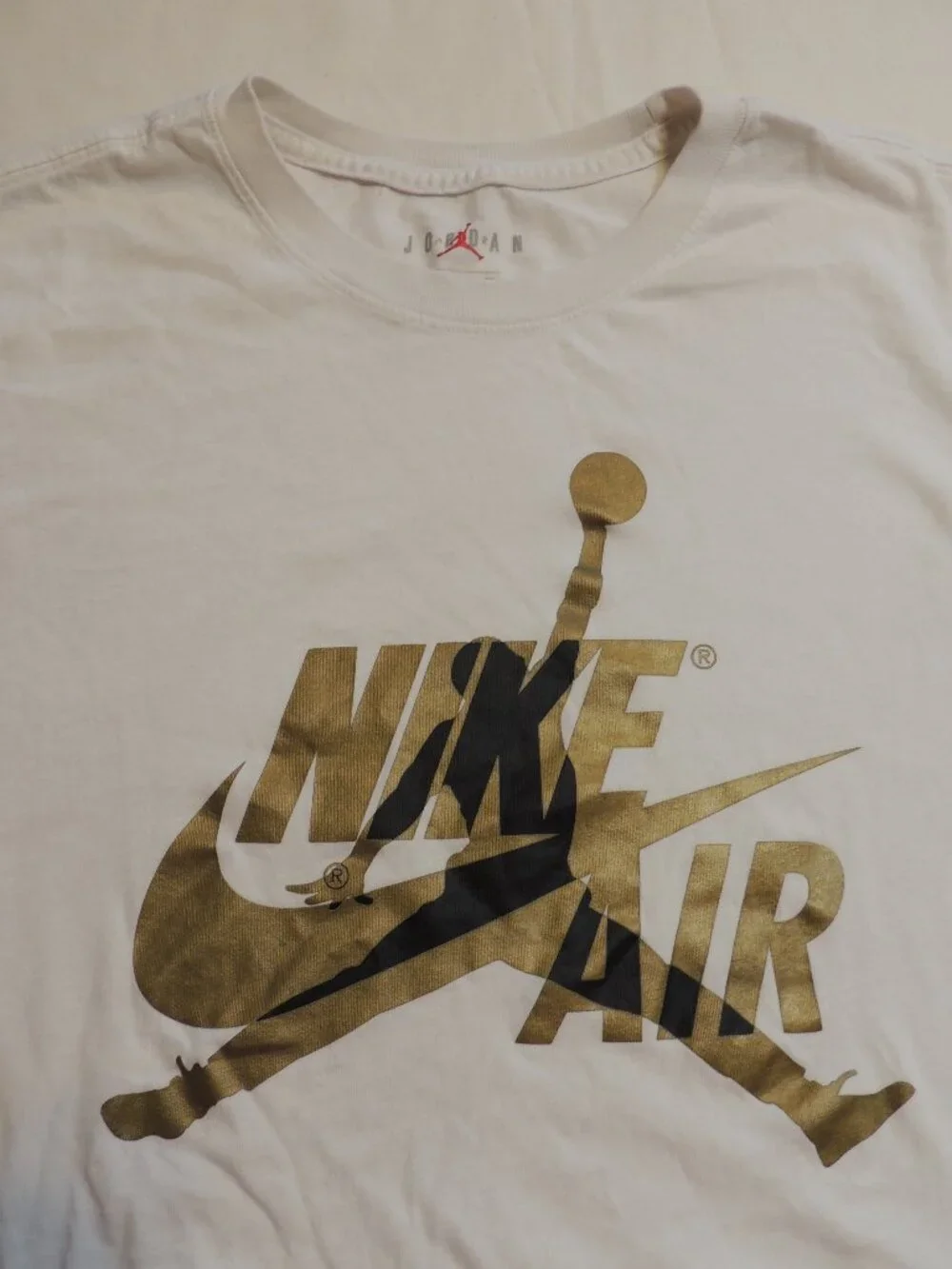 Jordan Shirt Men X Large White Gold Black Airman Jumping Basketball Shirt
